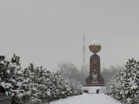Глобус Узбекистана присыпанный снежком